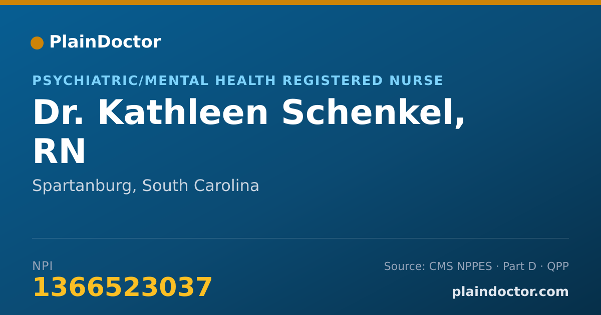 Shareable card for Kathleen Schenkel, RN - Psychiatric/Mental Health Registered Nurse, Spartanburg, SC