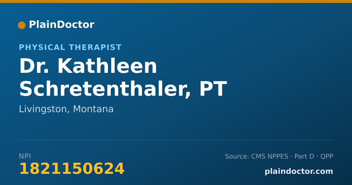 Shareable card for Kathleen Schretenthaler, PT CSCS - Physical Therapist, Livingston, MT