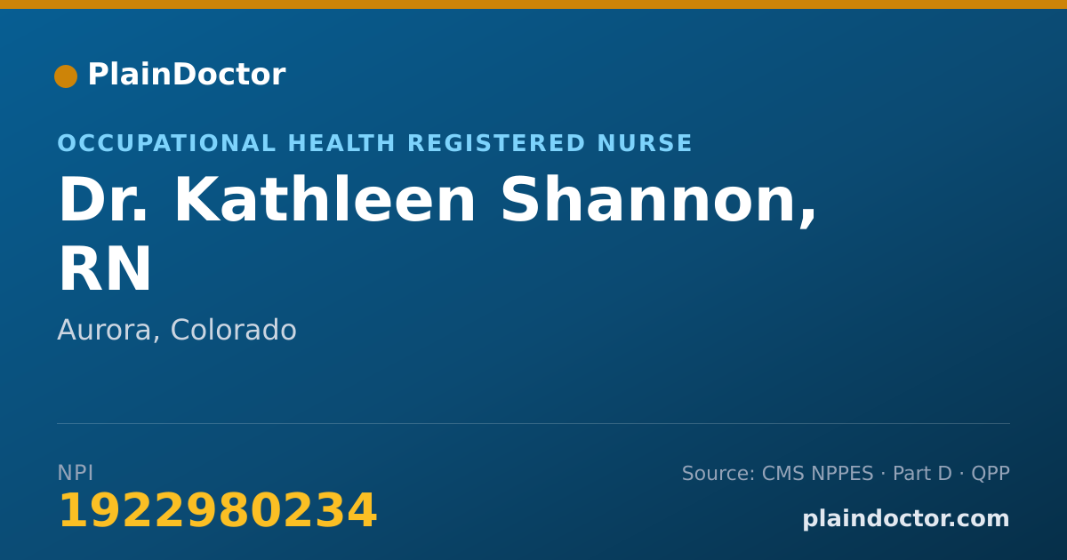 Shareable card for Kathleen Shannon, RN - Occupational Health Registered Nurse, Aurora, CO