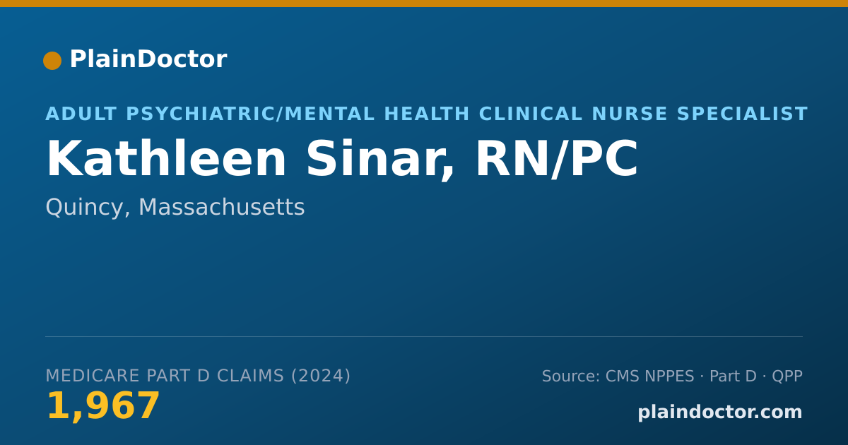 Shareable card for Kathleen Sinar, RN/PC - Adult Psychiatric/Mental Health Clinical Nurse Specialist, Quincy, MA