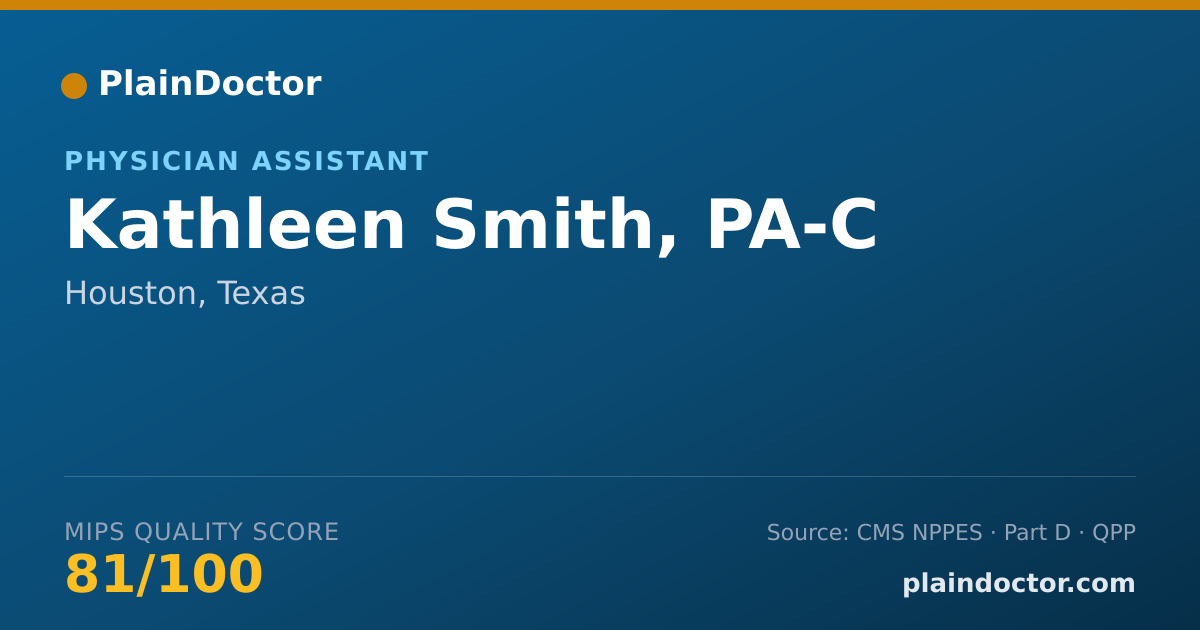 Shareable card for Kathleen Smith, PA-C - Physician Assistant, Houston, TX