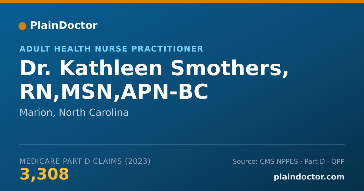 Shareable card for Kathleen Smothers, RN,MSN,APN-BC - Adult Health Nurse Practitioner, Marion, NC