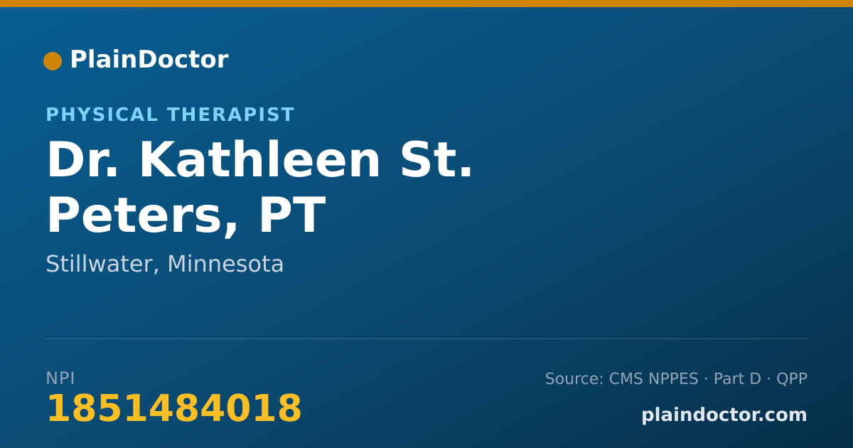 Shareable card for Kathleen St. Peters, PT - Physical Therapist, Stillwater, MN