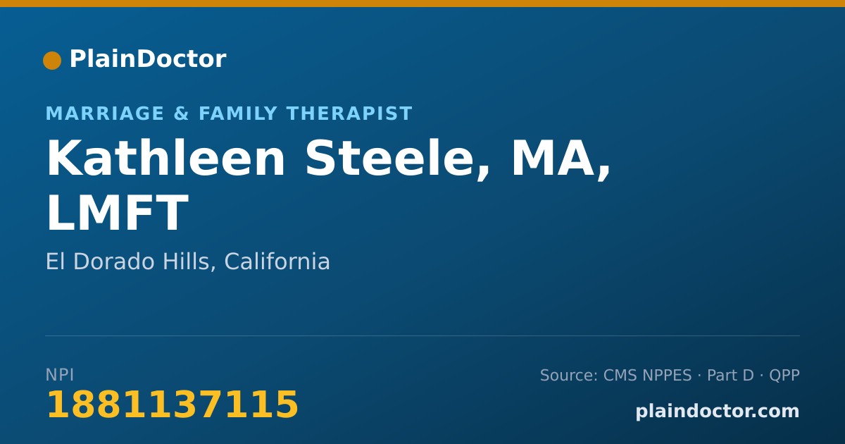 Shareable card for Kathleen Steele, MA, LMFT - Marriage & Family Therapist, El Dorado Hills, CA
