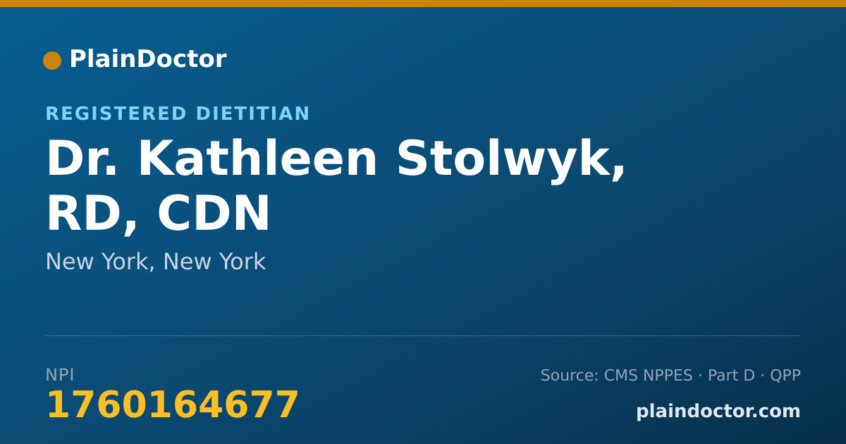 Shareable card for Kathleen Stolwyk, RD, CDN - Registered Dietitian, New York, NY