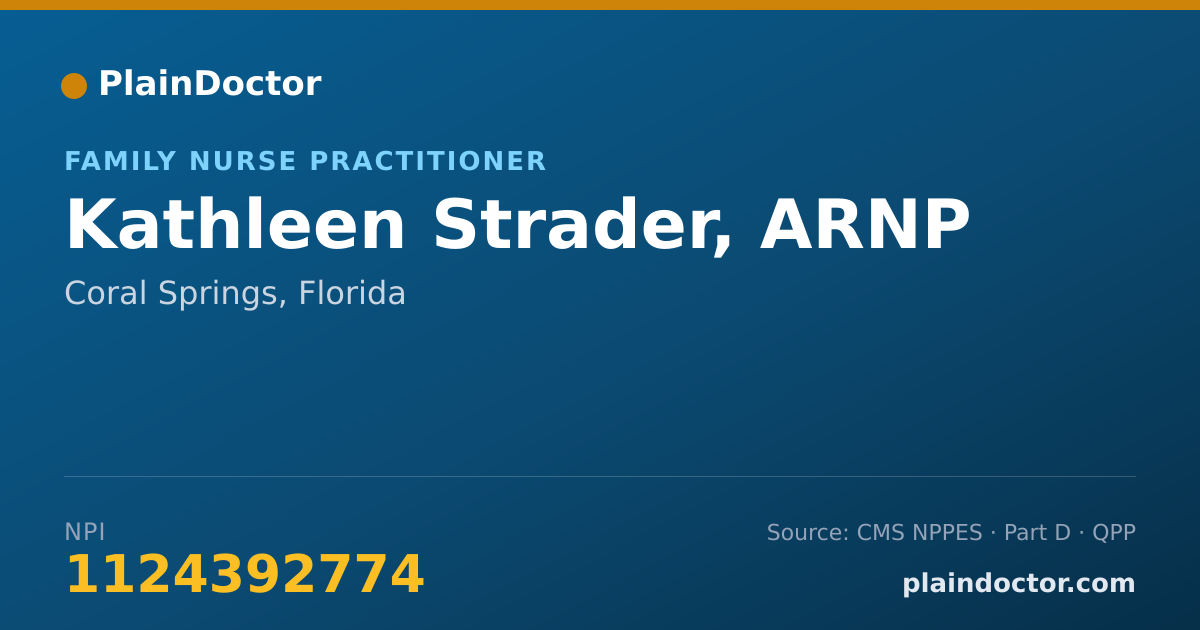 Shareable card for Kathleen Strader, ARNP - Family Nurse Practitioner, Coral Springs, FL