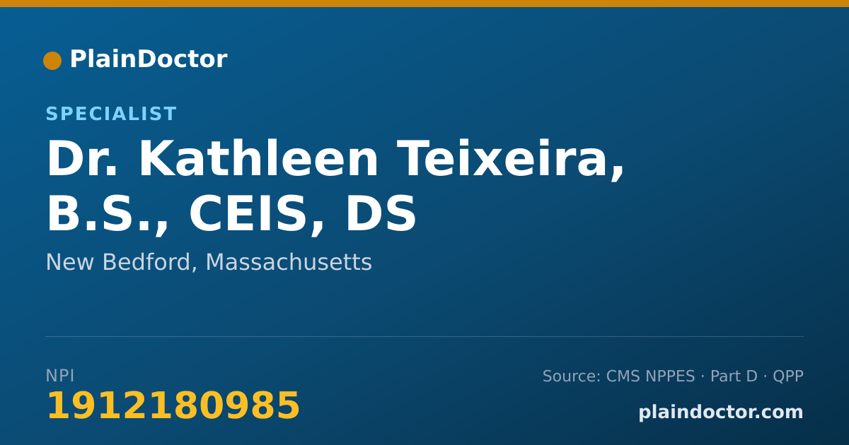 Shareable card for Kathleen Teixeira, B.S., CEIS, DS - Specialist, New Bedford, MA