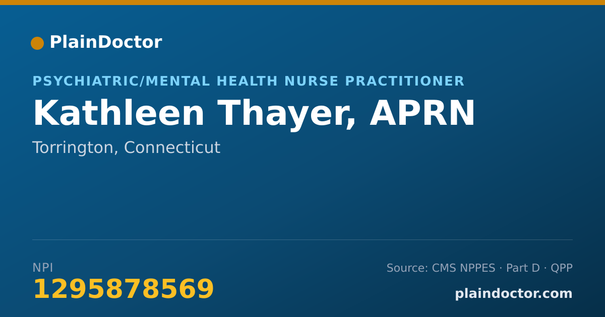 Shareable card for Kathleen Thayer, APRN - Psychiatric/Mental Health Nurse Practitioner, Torrington, CT