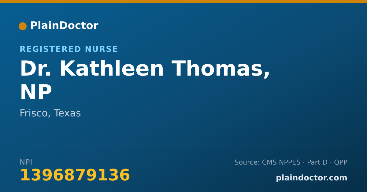 Shareable card for Kathleen Thomas, NP - Registered Nurse, Frisco, TX