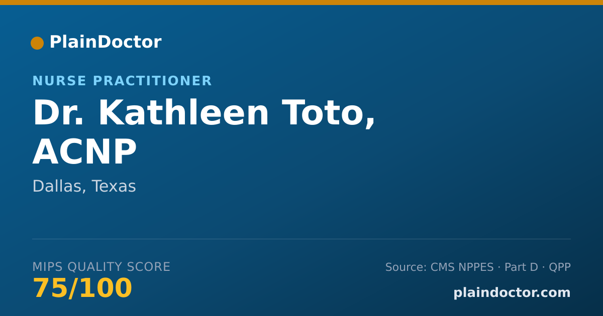 Shareable card for Kathleen Toto, ACNP - Nurse Practitioner, Dallas, TX