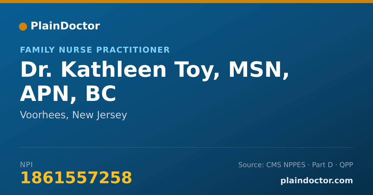 Shareable card for Kathleen Toy, MSN, APN, BC - Family Nurse Practitioner, Voorhees, NJ