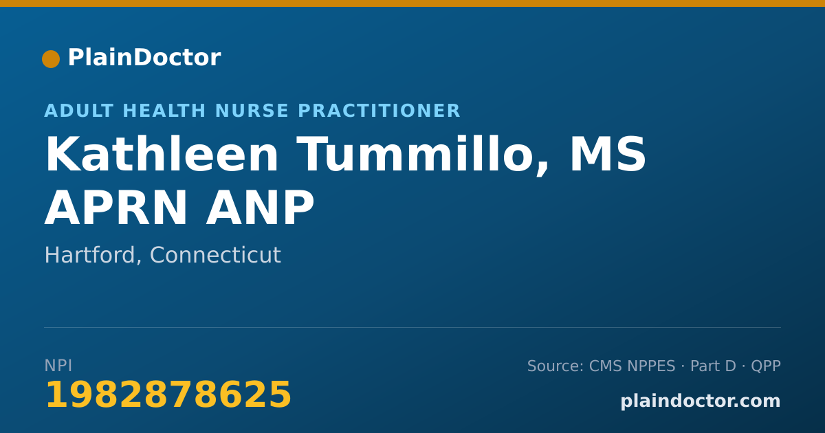 Shareable card for Kathleen Tummillo, MS APRN ANP - Adult Health Nurse Practitioner, Hartford, CT