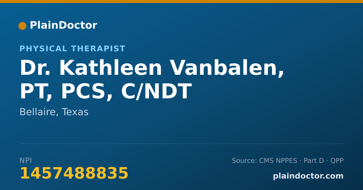 Shareable card for Kathleen Vanbalen, PT, PCS, C/NDT - Physical Therapist, Bellaire, TX
