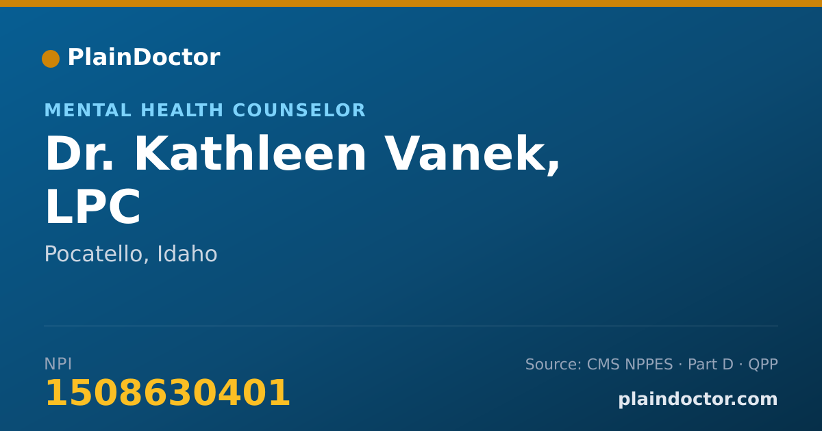 Shareable card for Kathleen Vanek, LPC - Mental Health Counselor, Pocatello, ID