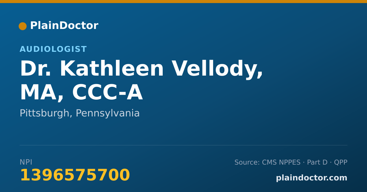Shareable card for Kathleen Vellody, MA, CCC-A - Audiologist, Pittsburgh, PA