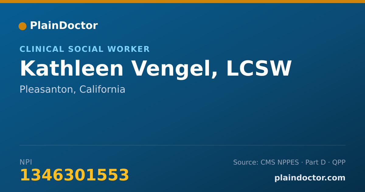 Shareable card for Kathleen Vengel, LCSW - Clinical Social Worker, Pleasanton, CA