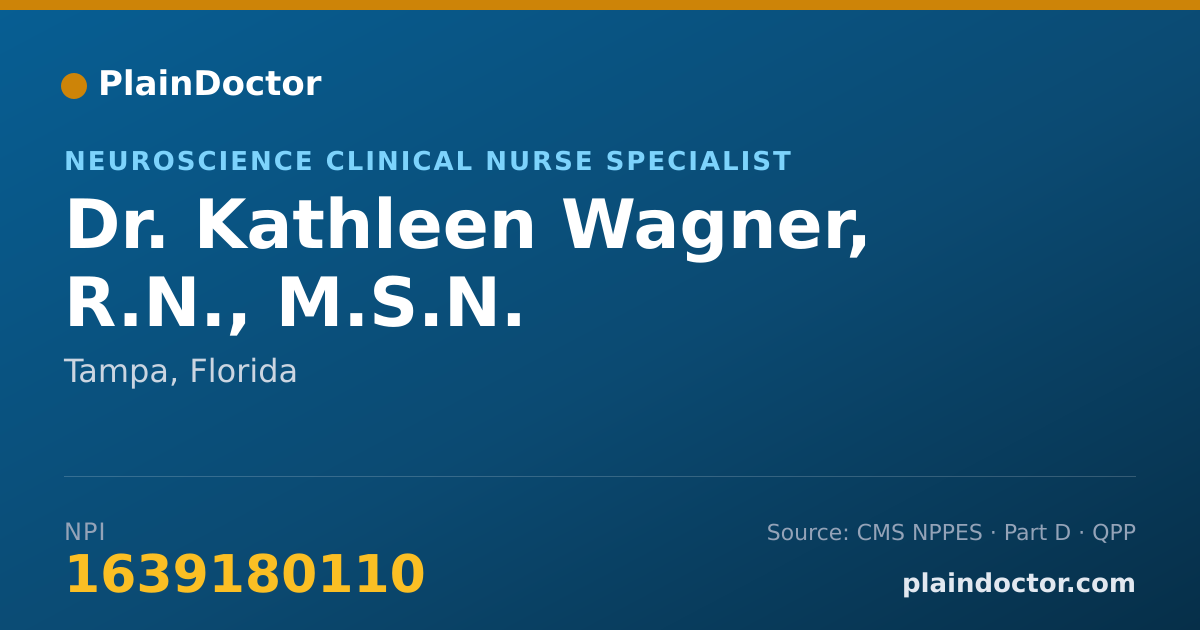 Shareable card for Kathleen Wagner, R.N., M.S.N. - Neuroscience Clinical Nurse Specialist, Tampa, FL