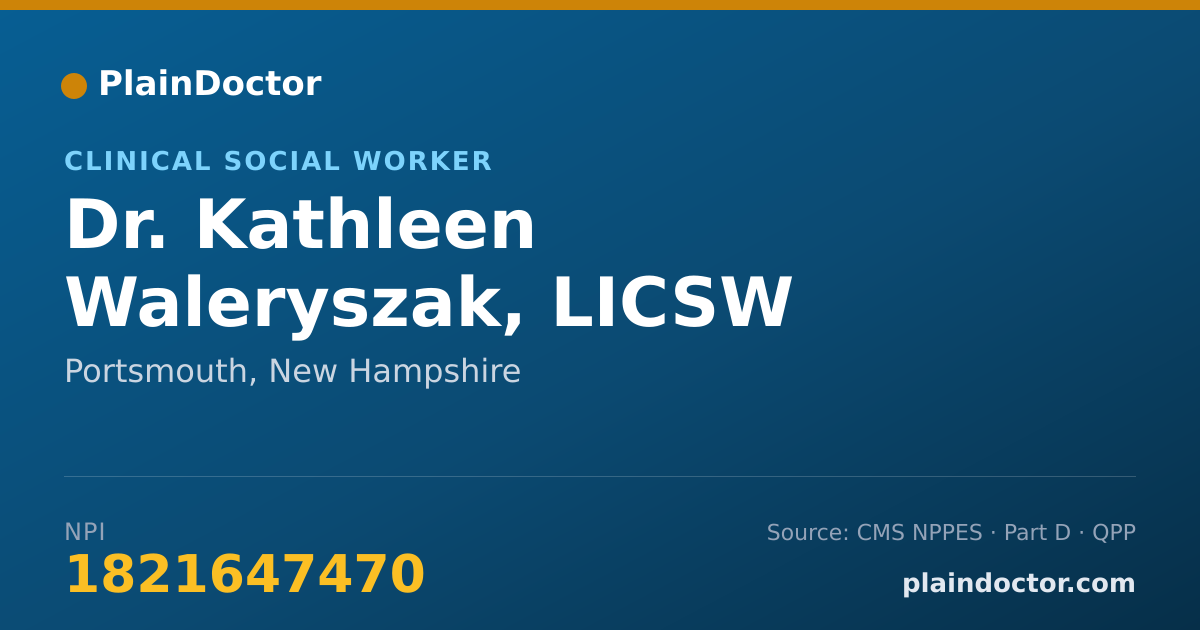 Shareable card for Kathleen Waleryszak, LICSW - Clinical Social Worker, Portsmouth, NH