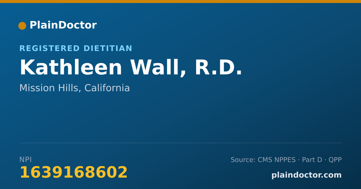 Shareable card for Kathleen Wall, R.D. - Registered Dietitian, Mission Hills, CA