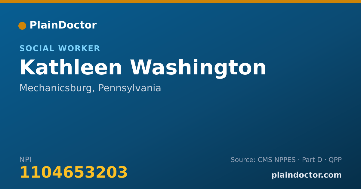 Shareable card for Kathleen Washington - Social Worker, Mechanicsburg, PA