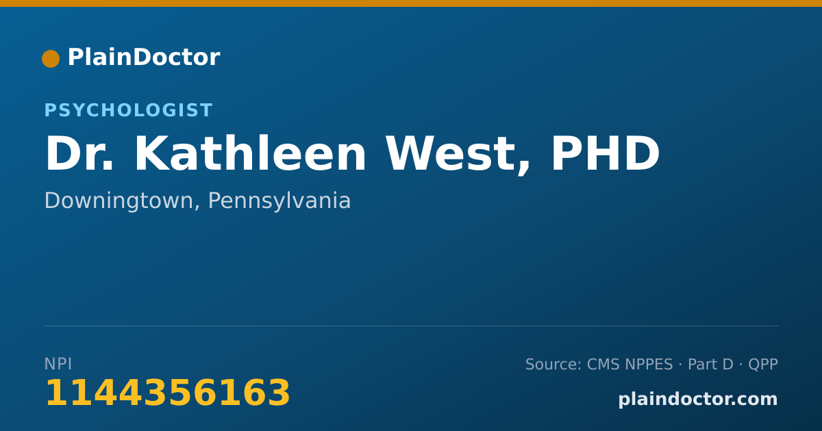 Shareable card for Kathleen West, PHD - Psychologist, Downingtown, PA