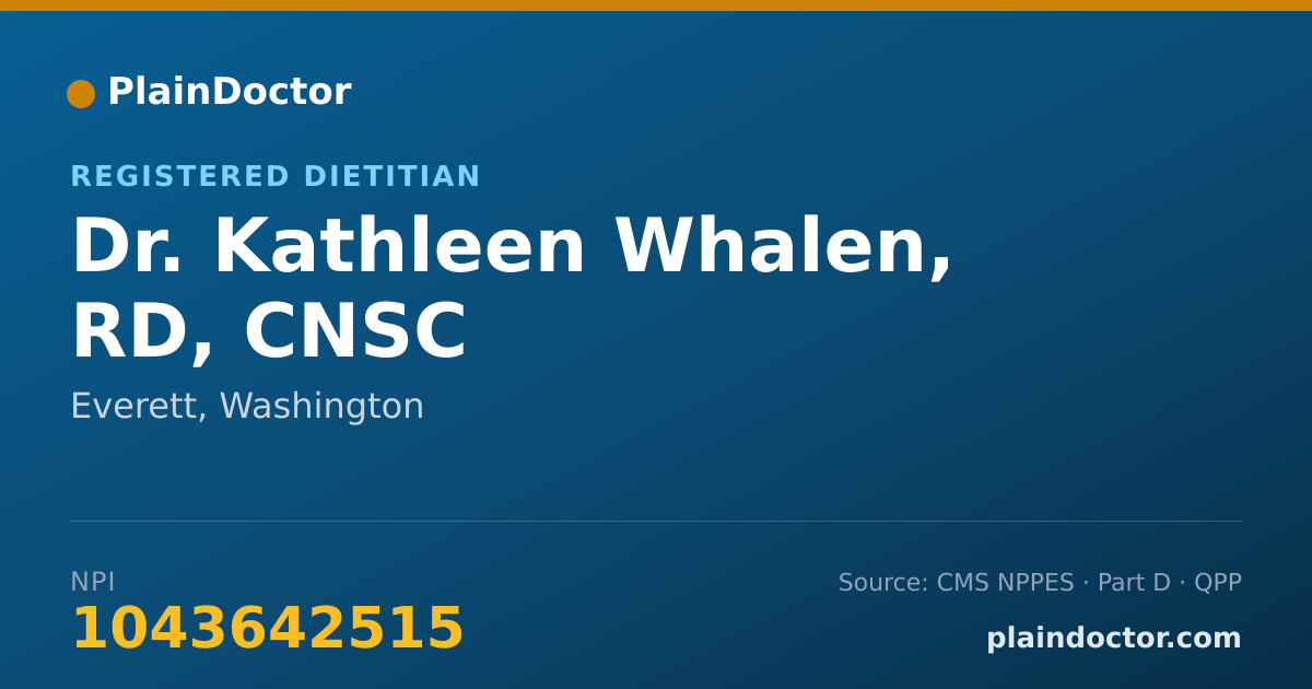 Shareable card for Kathleen Whalen, RD, CNSC - Registered Dietitian, Everett, WA