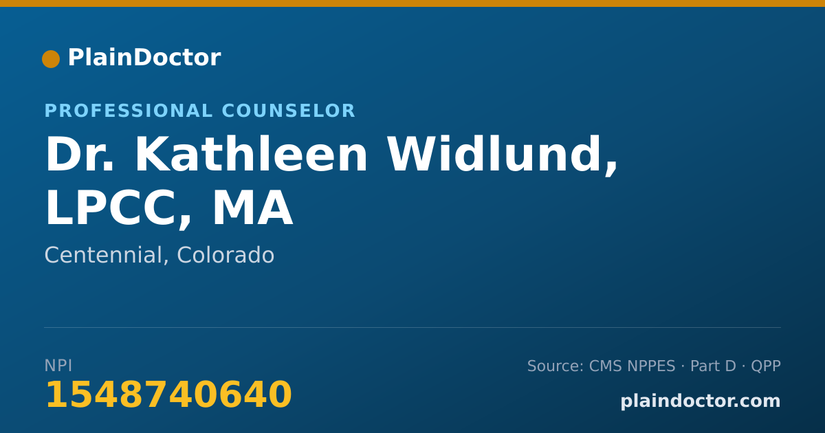 Shareable card for Kathleen Widlund, LPCC, MA - Professional Counselor, Centennial, CO