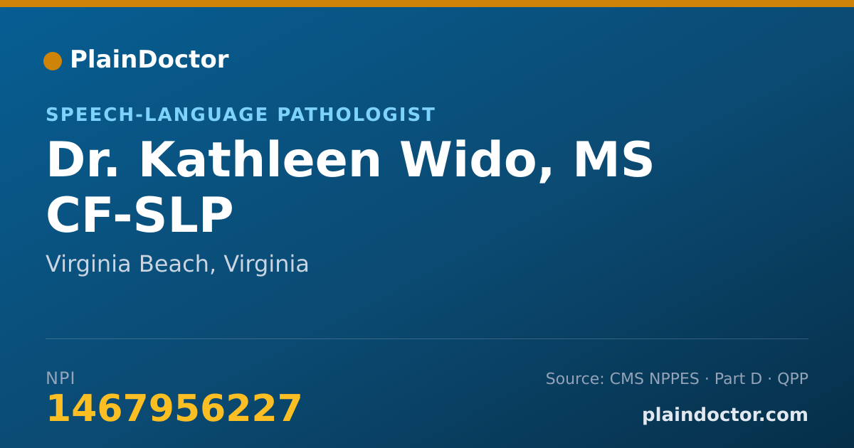 Shareable card for Kathleen Wido, MS CF-SLP - Speech-Language Pathologist, Virginia Beach, VA