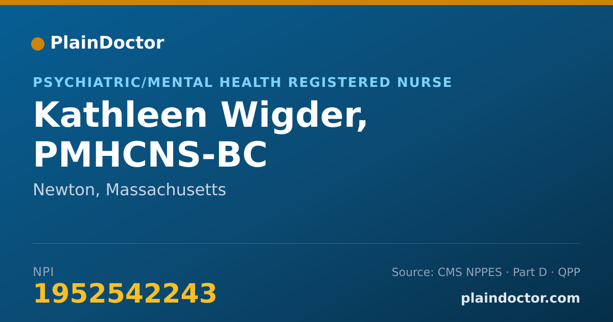 Shareable card for Kathleen Wigder, PMHCNS-BC - Psychiatric/Mental Health Registered Nurse, Newton, MA