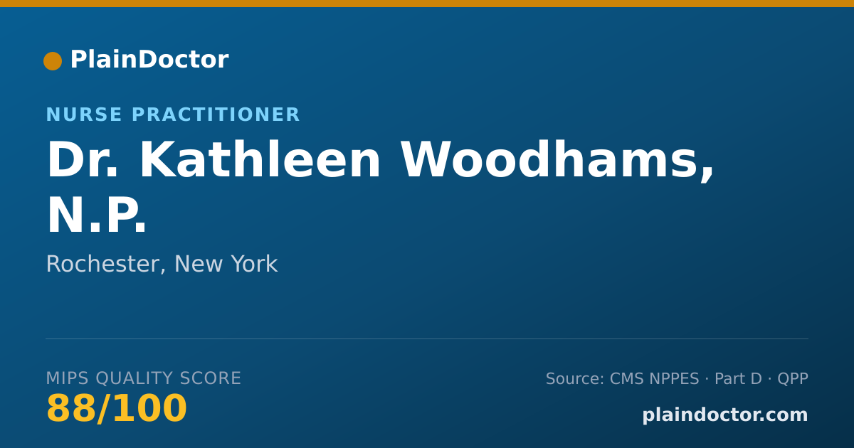 Shareable card for Kathleen Woodhams, N.P. - Nurse Practitioner, Rochester, NY