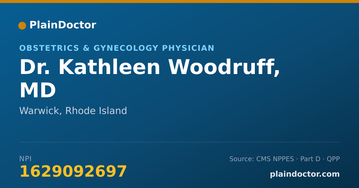 Shareable card for Kathleen Woodruff, MD - Obstetrics & Gynecology Physician, Warwick, RI