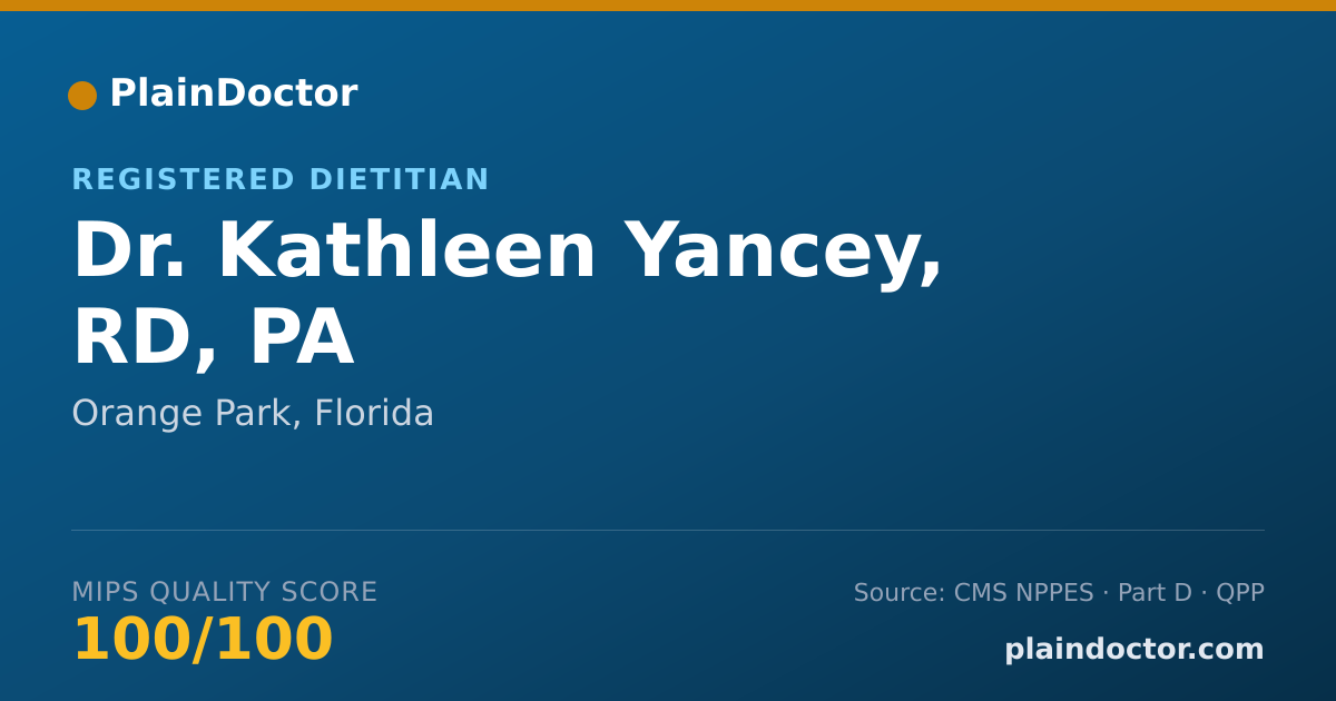 Shareable card for Kathleen Yancey, RD, PA - Registered Dietitian, Orange Park, FL