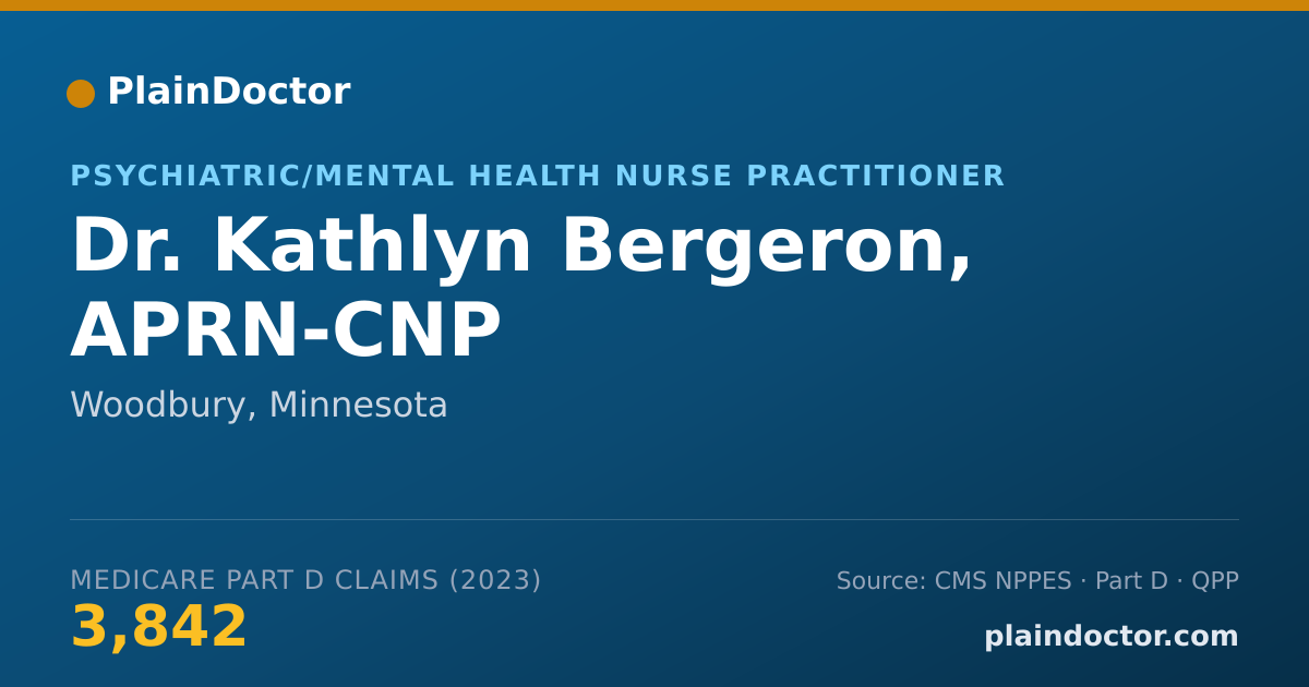 Shareable card for Kathlyn Bergeron, APRN-CNP - Psychiatric/Mental Health Nurse Practitioner, Woodbury, MN