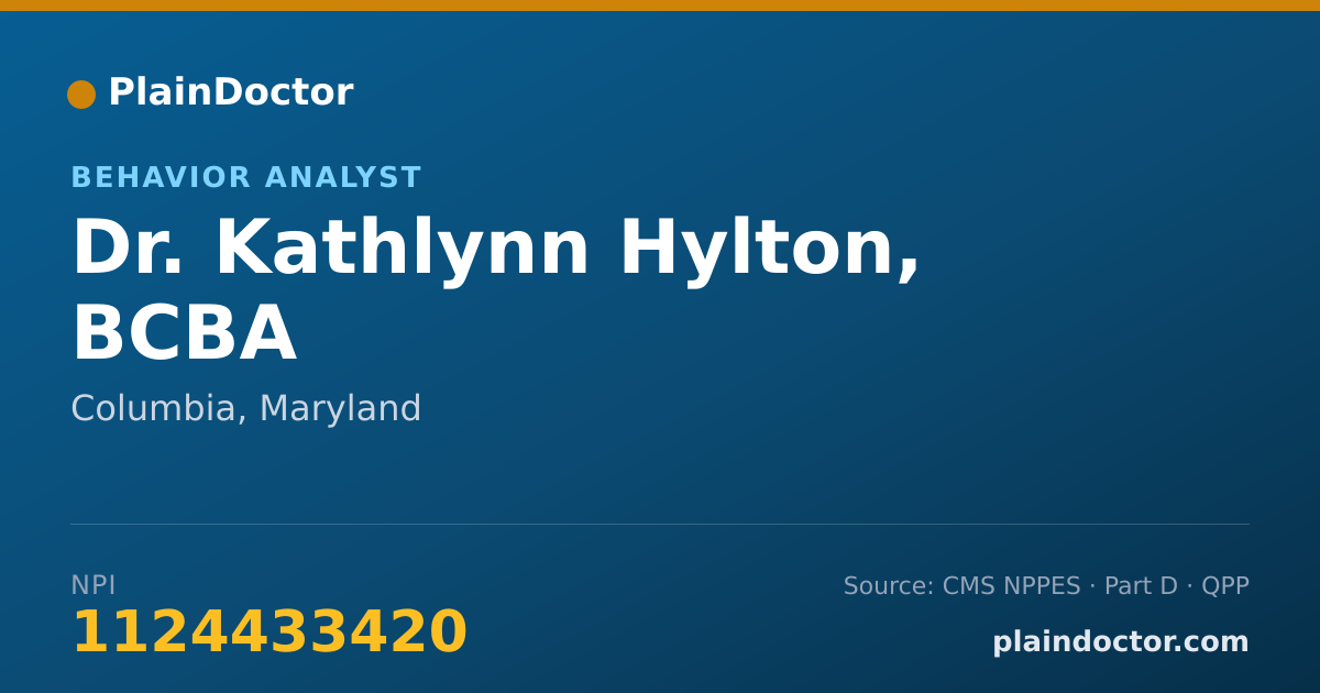 Shareable card for Kathlynn Hylton, BCBA - Behavior Analyst, Columbia, MD
