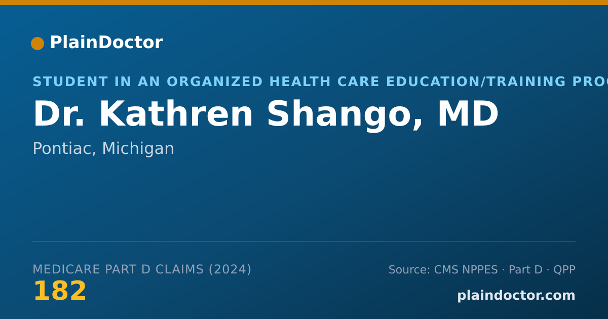 Shareable card for Kathren Shango, MD - Student in an Organized Health Care Education/Training Program, Pontiac, MI