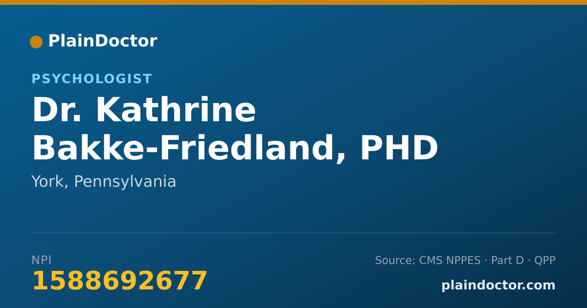 Shareable card for Kathrine Bakke-Friedland, PHD - Psychologist, York, PA