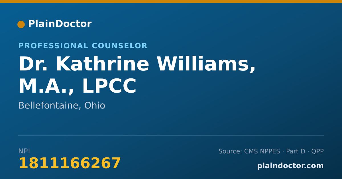 Shareable card for Kathrine Williams, M.A., LPCC - Professional Counselor, Bellefontaine, OH