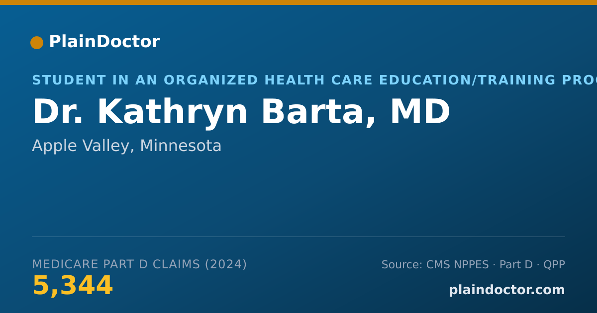 Shareable card for Kathryn Barta, MD - Student in an Organized Health Care Education/Training Program, Apple Valley, MN
