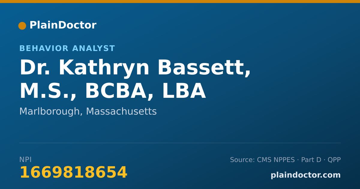 Shareable card for Kathryn Bassett, M.S., BCBA, LBA - Behavior Analyst, Marlborough, MA