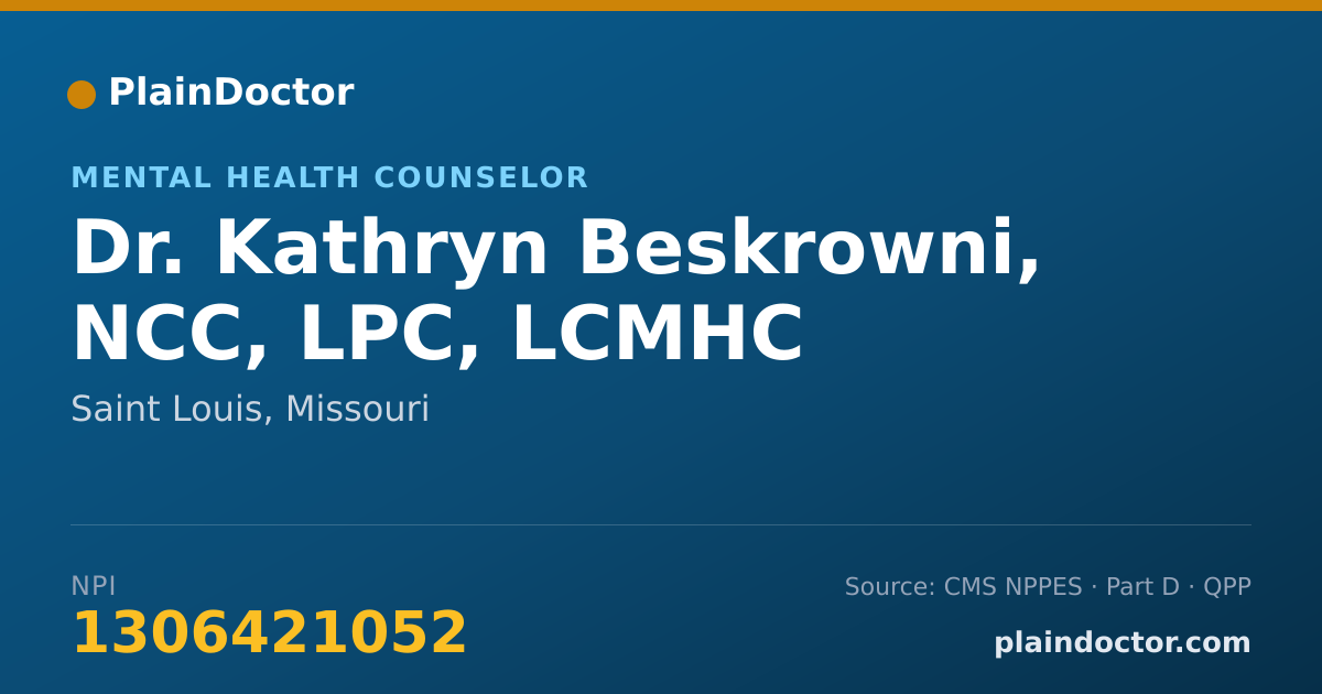Shareable card for Kathryn Beskrowni, NCC, LPC, LCMHC - Mental Health Counselor, Saint Louis, MO