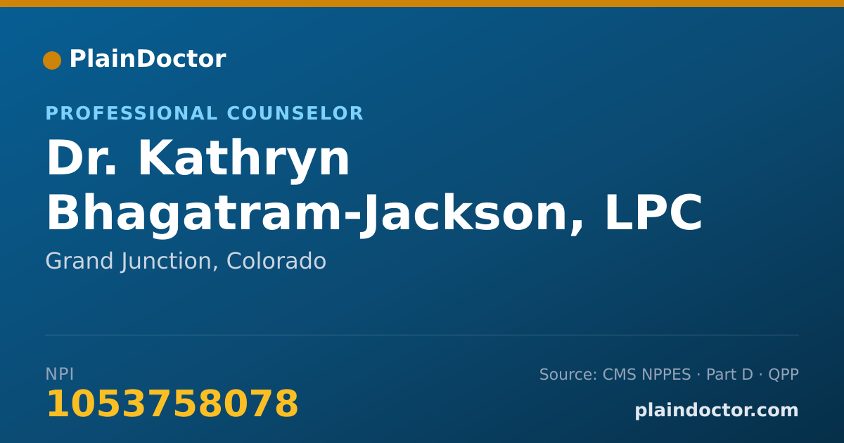 Shareable card for Kathryn Bhagatram-Jackson, LPC - Professional Counselor, Grand Junction, CO