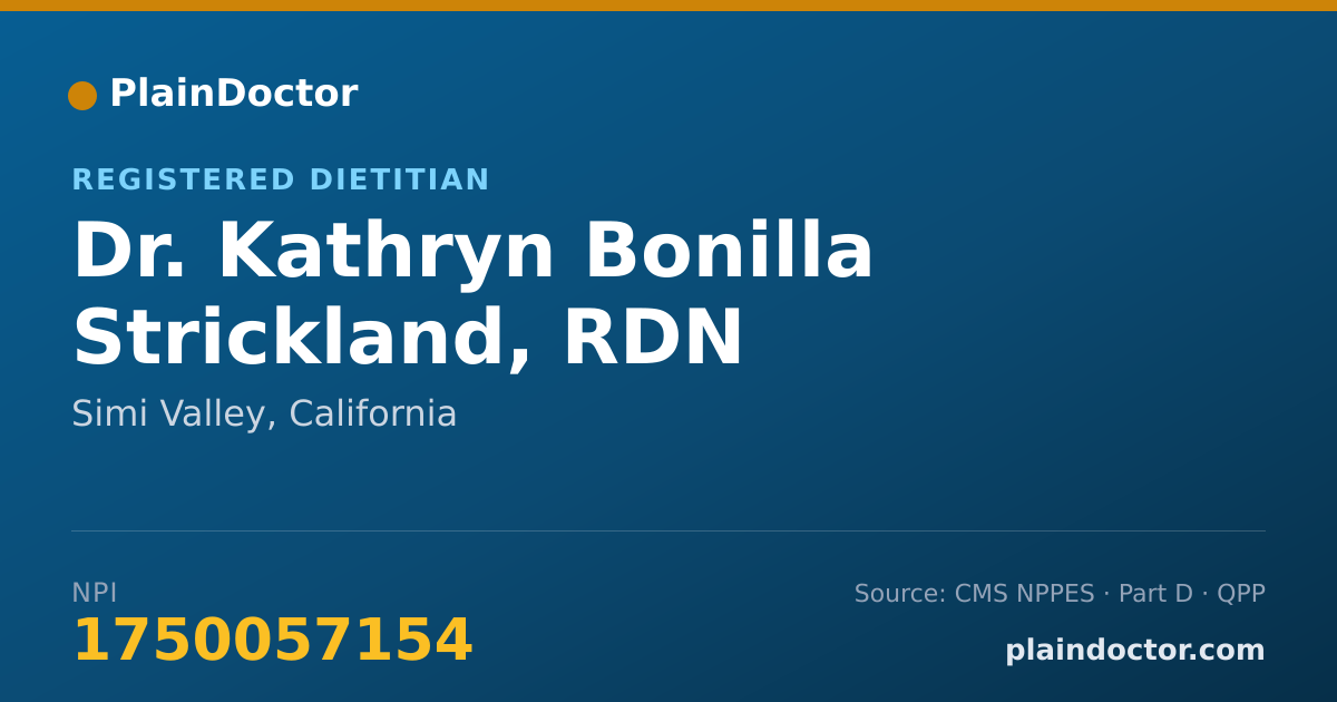 Shareable card for Kathryn Bonilla Strickland, RDN - Registered Dietitian, Simi Valley, CA