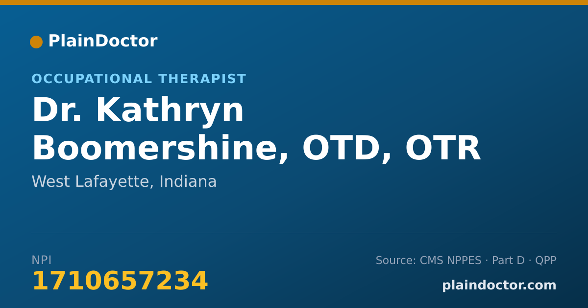 Shareable card for Kathryn Boomershine, OTD, OTR - Occupational Therapist, West Lafayette, IN