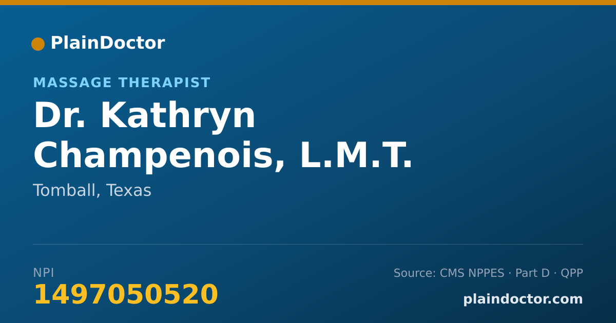 Shareable card for Kathryn Champenois, L.M.T. - Massage Therapist, Tomball, TX