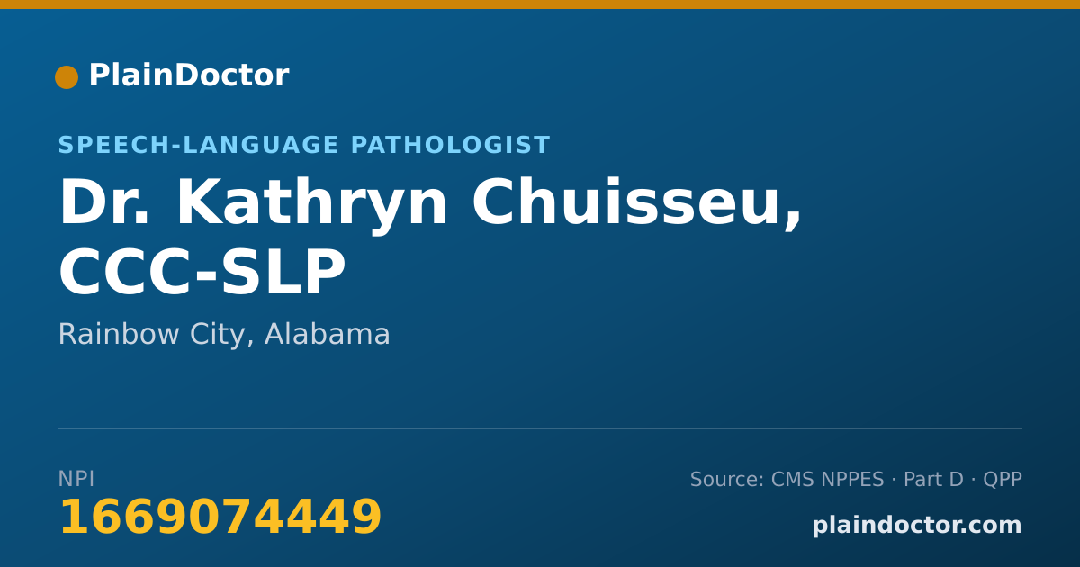 Shareable card for Kathryn Chuisseu, CCC-SLP - Speech-Language Pathologist, Rainbow City, AL