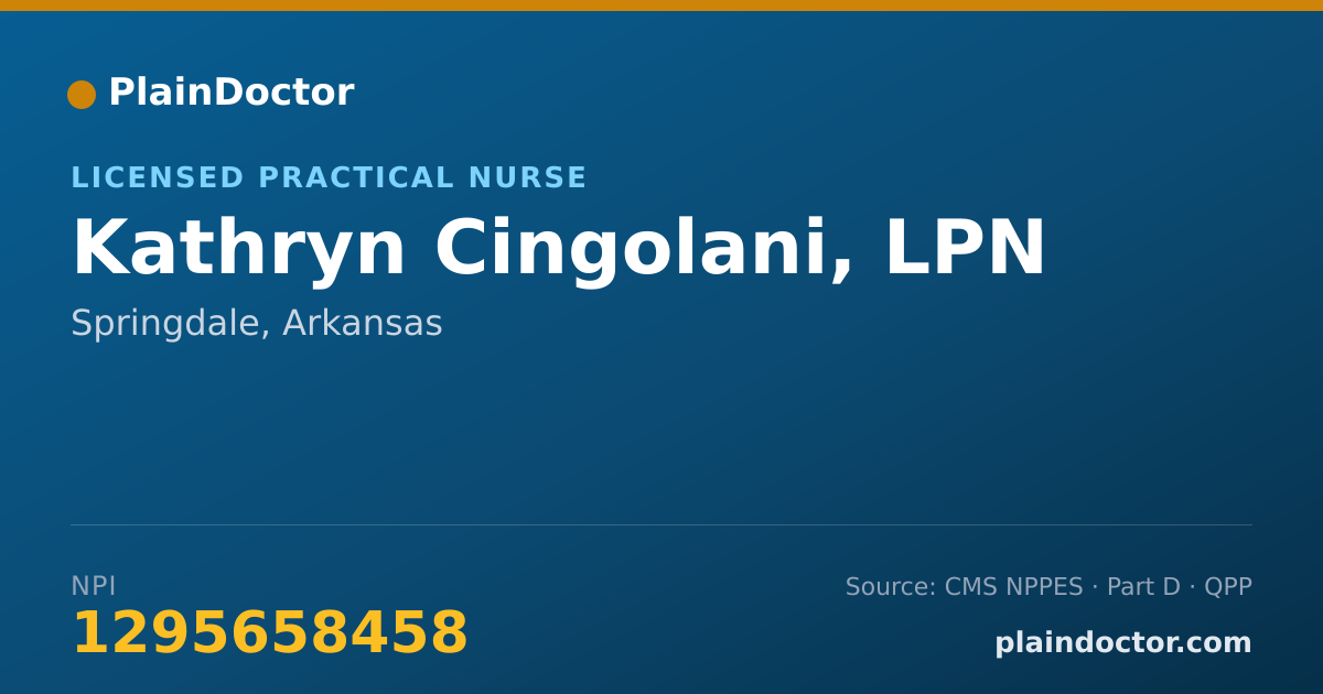 Shareable card for Kathryn Cingolani, LPN - Licensed Practical Nurse, Springdale, AR