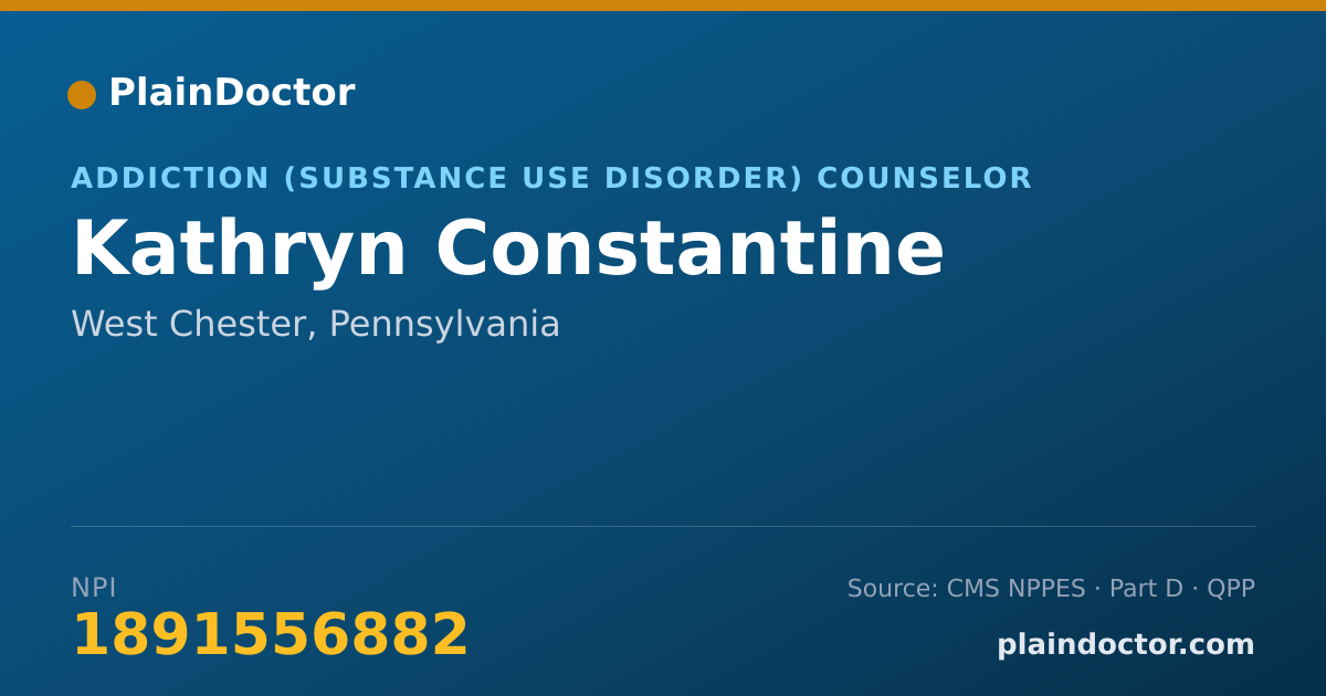 Shareable card for Kathryn Constantine - Addiction (Substance Use Disorder) Counselor, West Chester, PA