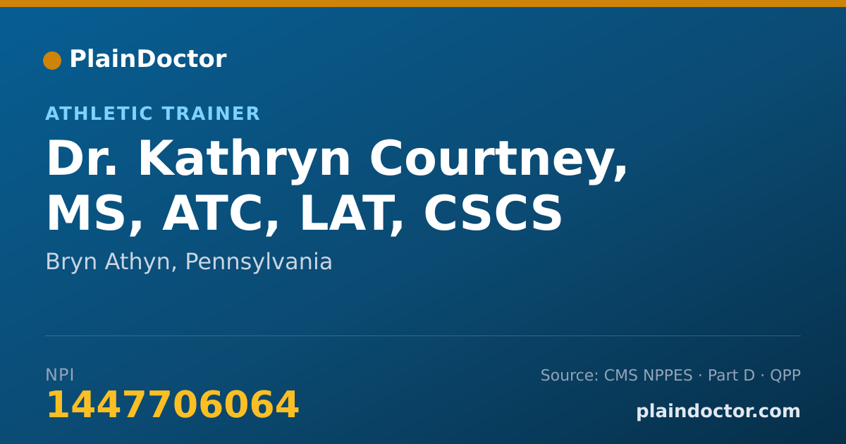 Shareable card for Kathryn Courtney, MS, ATC, LAT, CSCS - Athletic Trainer, Bryn Athyn, PA