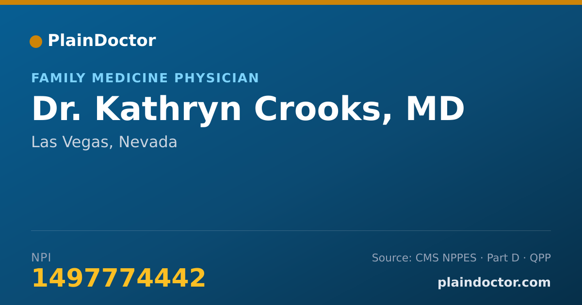 Shareable card for Kathryn Crooks, MD - Family Medicine Physician, Las Vegas, NV