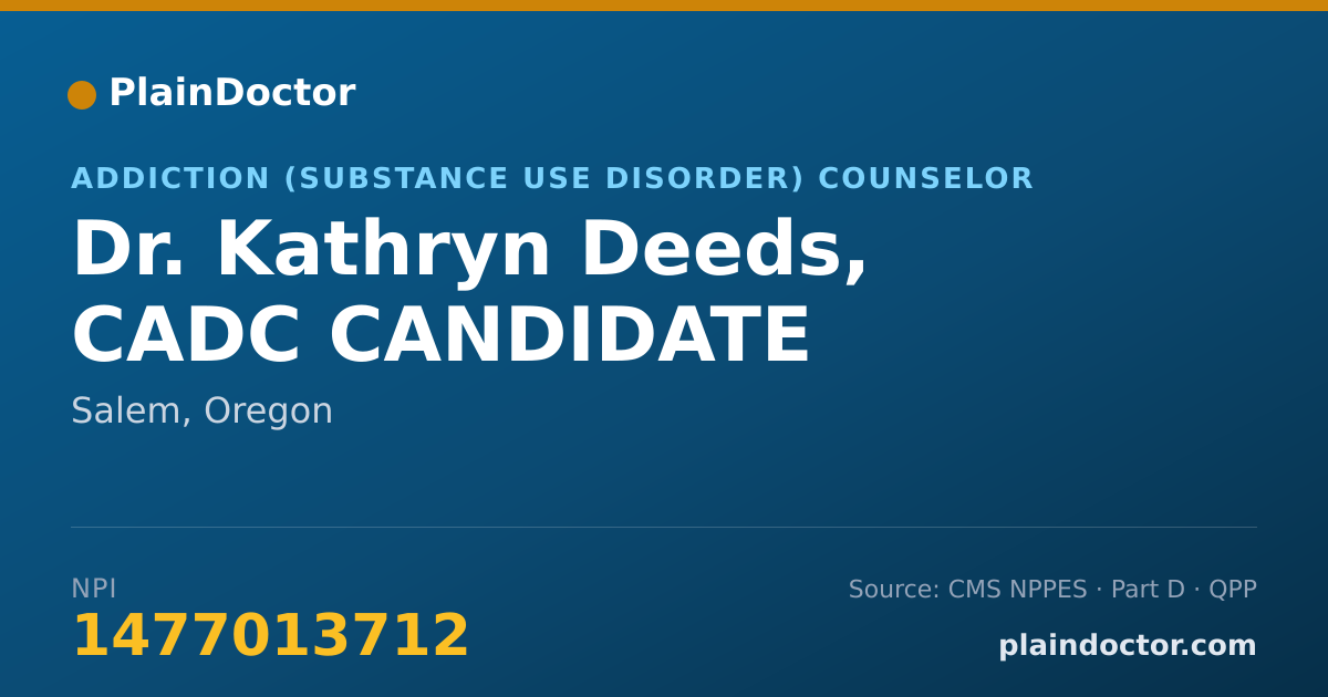 Shareable card for Kathryn Deeds, CADC CANDIDATE - Addiction (Substance Use Disorder) Counselor, Salem, OR